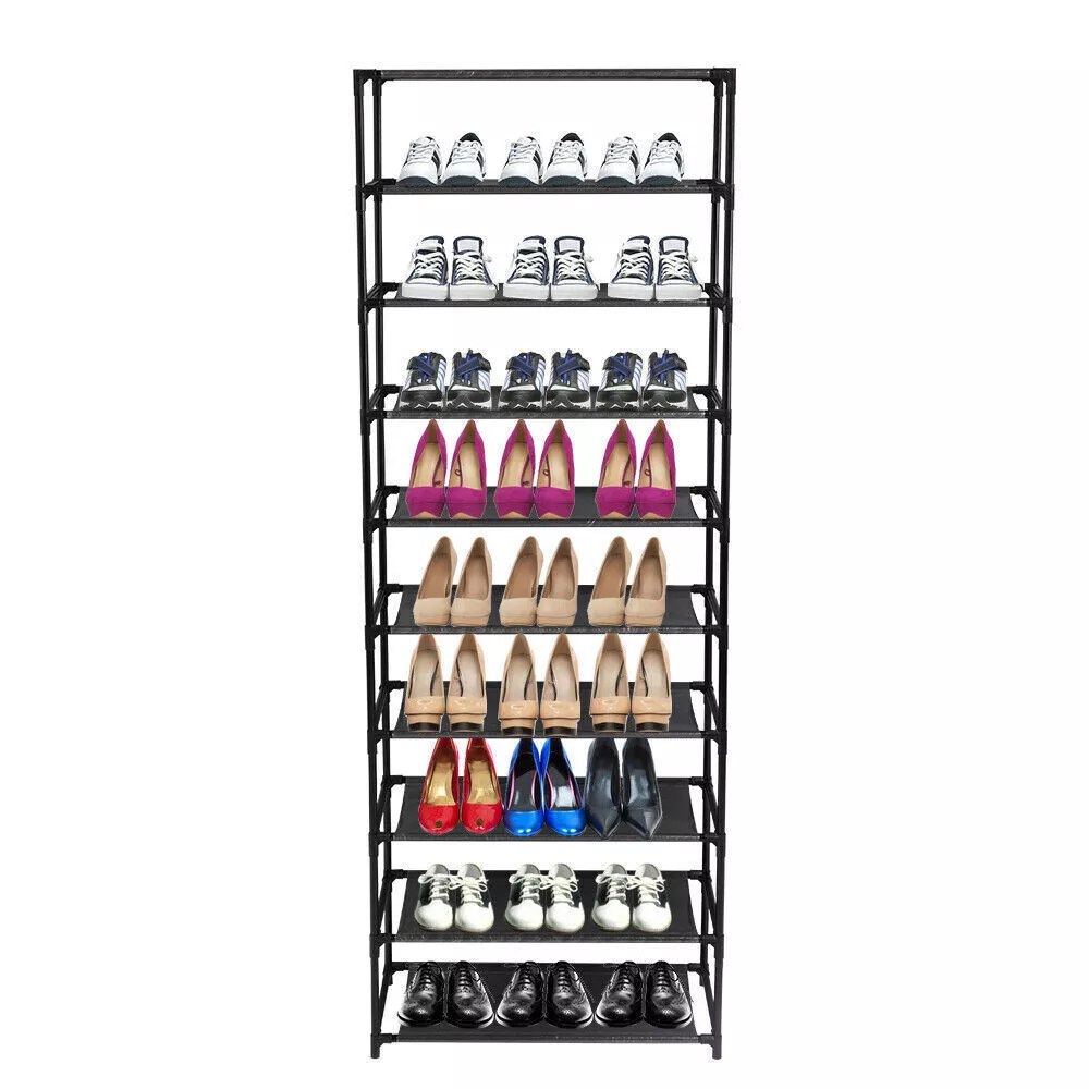 10 Tier Stackable Shoe Rack Storage Shelves Stainl